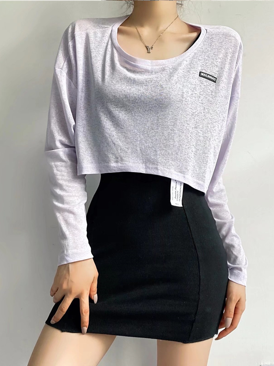 Women's Y2K Cropped Jazz Dance T-Shirt - Loose Short Sleeve, High-Waisted, Sun-Protective, Trendy White Top Women's Y2K Cropped Jazz Dance T-Shirt - Loose Short Sleeve, High-Waisted, Sun-Protective, Trendy White Top