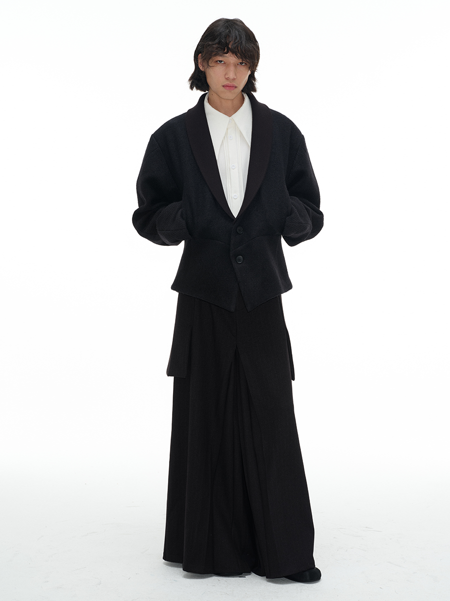 Wool Green Jacket with Fruit Collar, Curved Blade Design, Terry Texture, Waist-Cinched Style - Chic Palace Fashion Wool Green Jacket with Fruit Collar, Curved Blade Design, Terry Texture, Waist-Cinched Style - Chic Palace Fashion