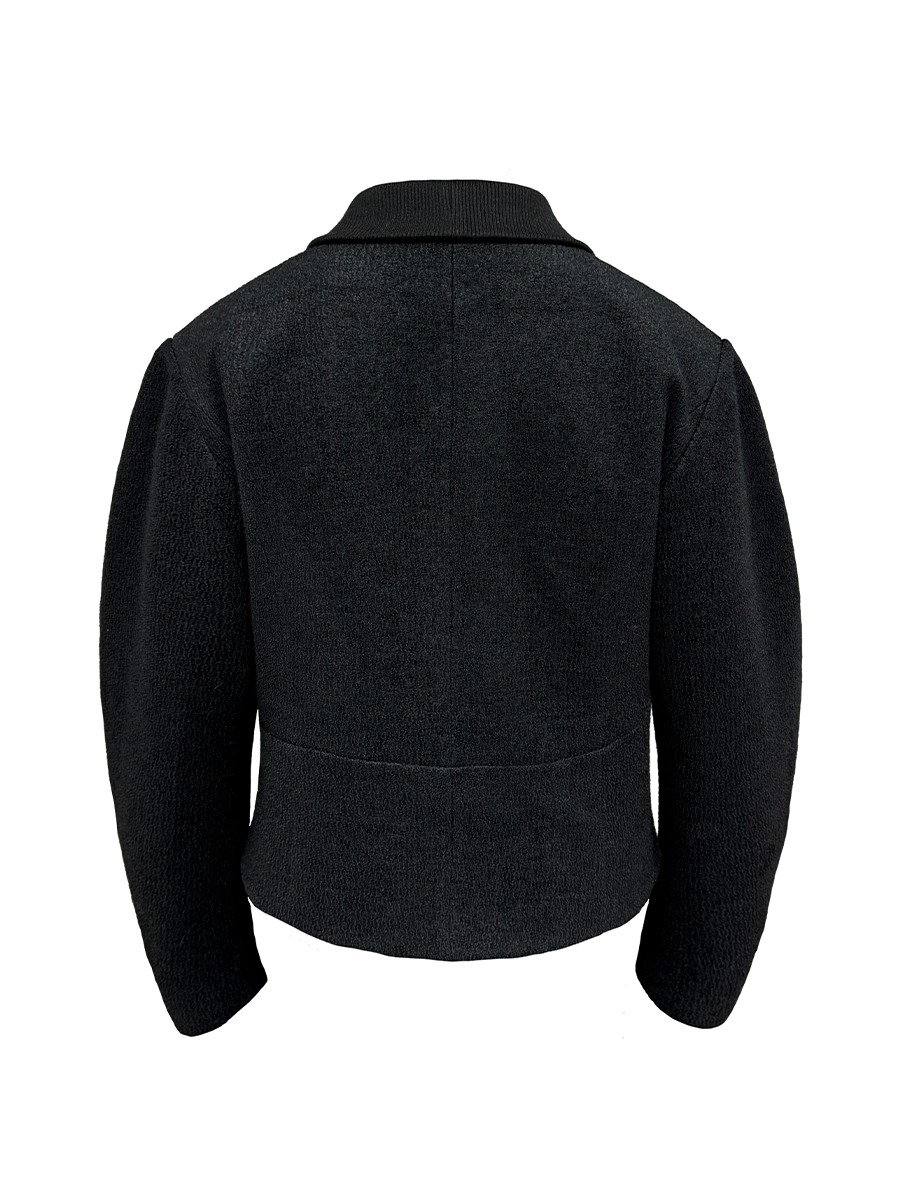 Wool Green Jacket with Fruit Collar, Curved Blade Design, Terry Texture, Waist-Cinched Style - Chic Palace Fashion Wool Green Jacket with Fruit Collar, Curved Blade Design, Terry Texture, Waist-Cinched Style - Chic Palace Fashion