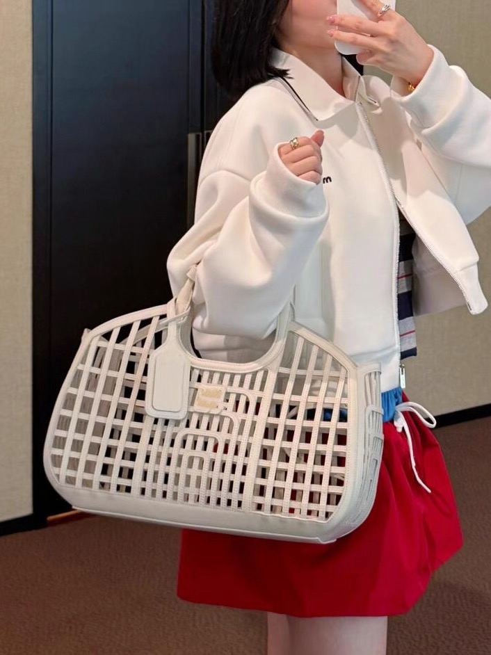 Woven Hollow Vegetable Basket Bag - Versatile Commuter Shoulder Tote for Women, Trendy Niche Design for 2025 Fashion Woven Hollow Vegetable Basket Bag - Versatile Commuter Shoulder Tote for Women, Trendy Niche Design for 2025 Fashion