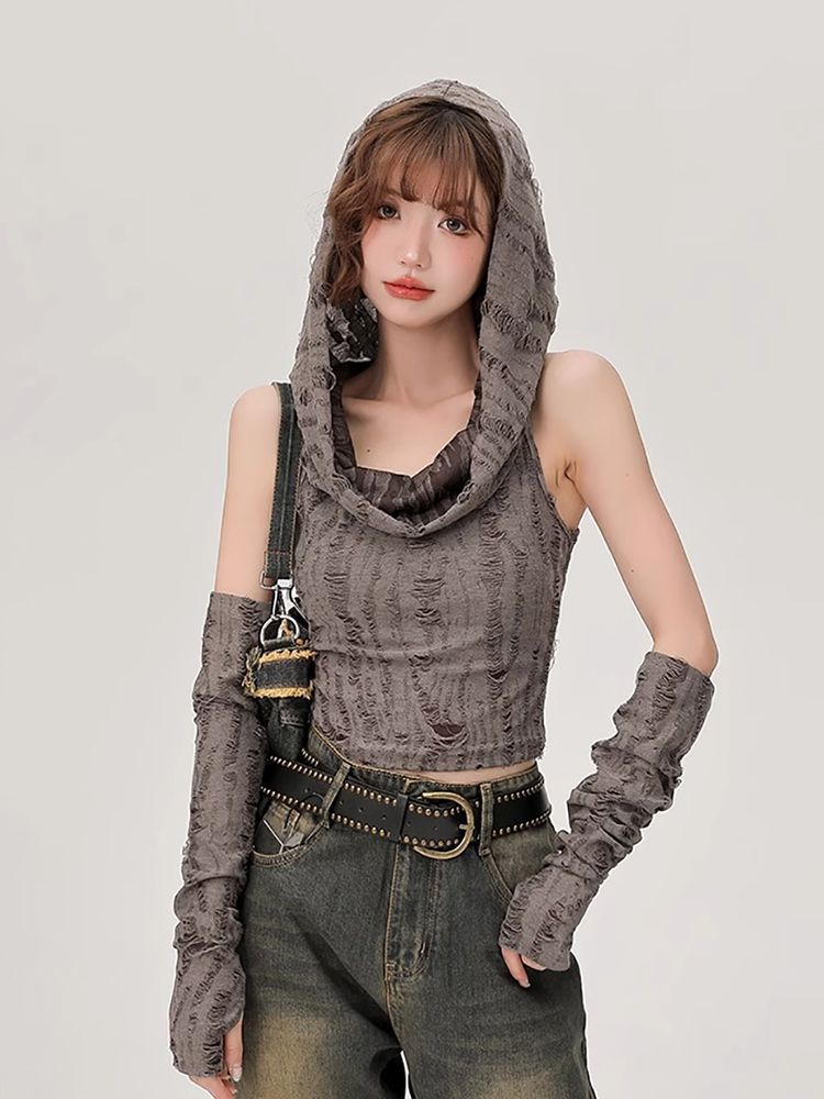 Y2K Aesthetic Desert Wasteland Style Top for Women - Niche Jazz Dance Performance Outfit, Trendy European and American Fashion