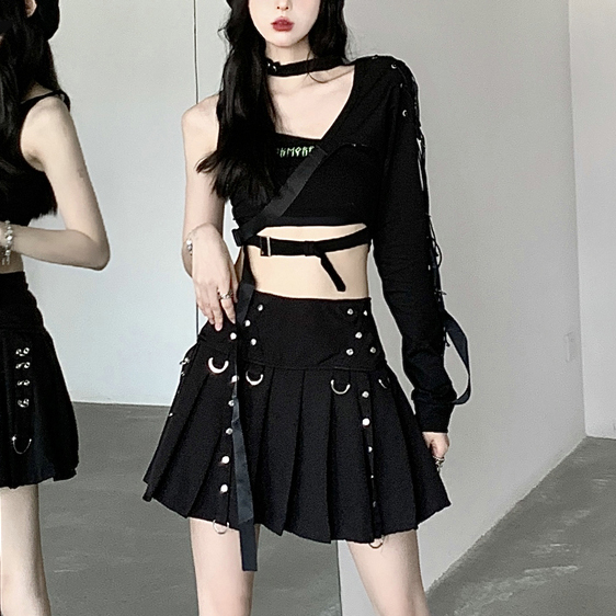 Y2K Aesthetic Jazz Dance Outfit Set - K-Pop Inspired Girl Group Performance Top for Spicy Dance Style Y2K Aesthetic Jazz Dance Outfit Set - K-Pop Inspired Girl Group Performance Top for Spicy Dance Style