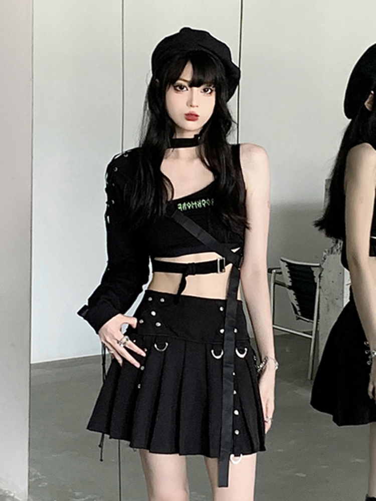 Y2K Aesthetic Jazz Dance Outfit Set - K-Pop Inspired Girl Group Performance Top for Spicy Dance Style Y2K Aesthetic Jazz Dance Outfit Set - K-Pop Inspired Girl Group Performance Top for Spicy Dance Style