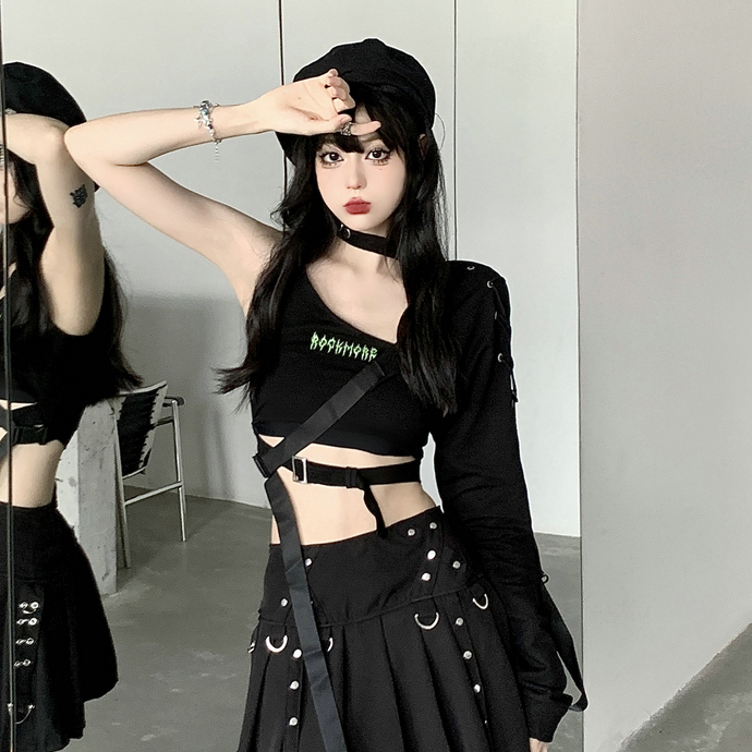 Y2K Aesthetic Jazz Dance Outfit Set - K-Pop Inspired Girl Group Performance Top for Spicy Dance Style Y2K Aesthetic Jazz Dance Outfit Set - K-Pop Inspired Girl Group Performance Top for Spicy Dance Style