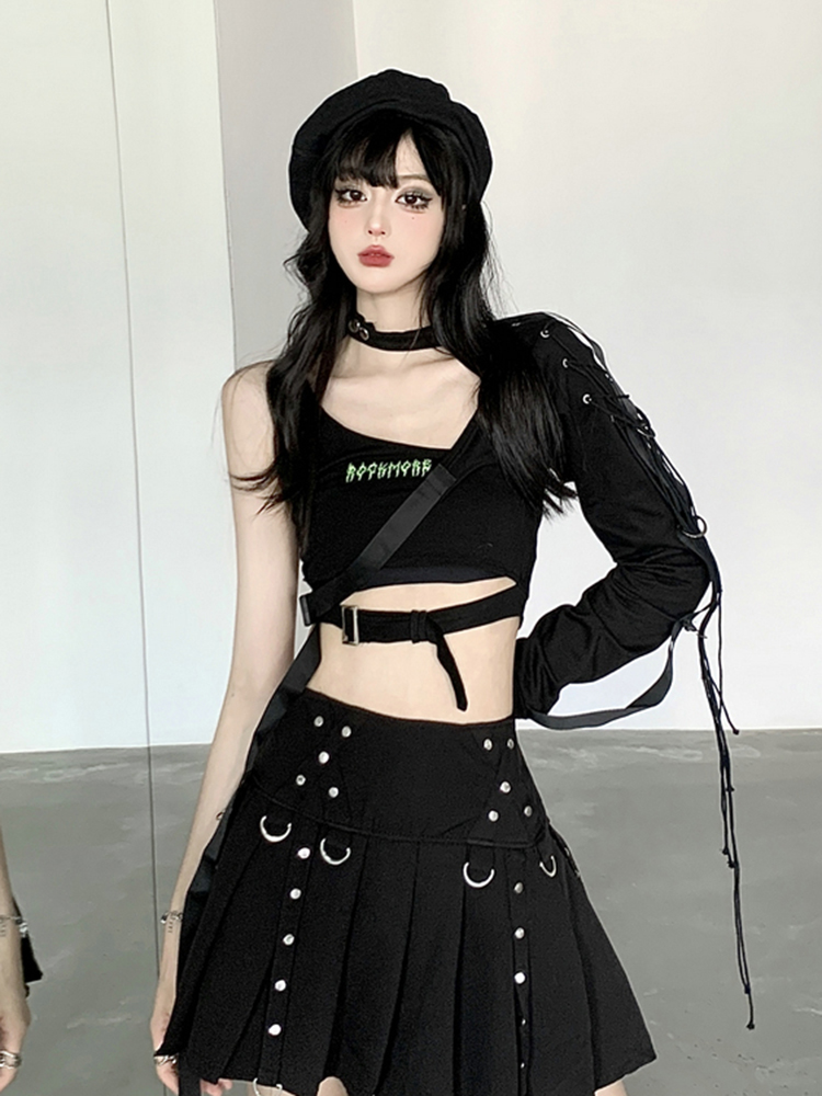 Y2K Aesthetic Jazz Dance Outfit Set - K-Pop Inspired Girl Group Performance Top for Spicy Dance Style Y2K Aesthetic Jazz Dance Outfit Set - K-Pop Inspired Girl Group Performance Top for Spicy Dance Style