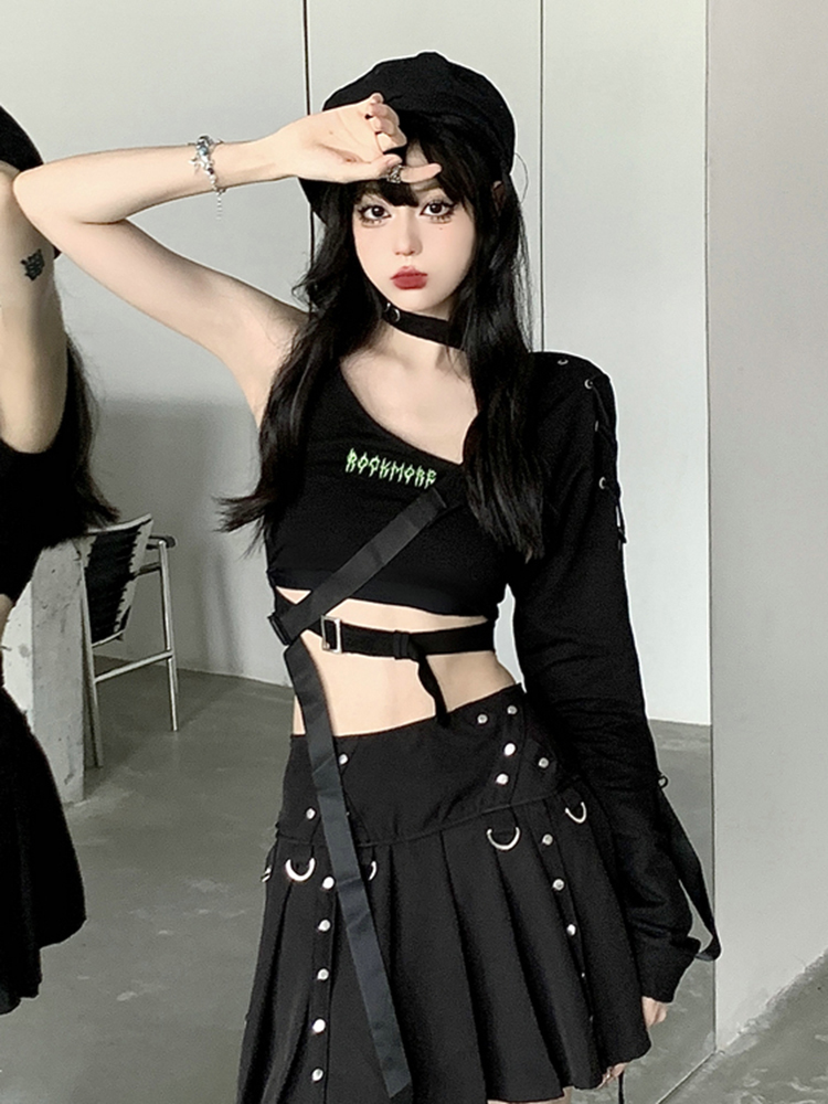 Y2K Aesthetic Jazz Dance Outfit Set - K-Pop Inspired Girl Group Performance Top for Spicy Dance Style
