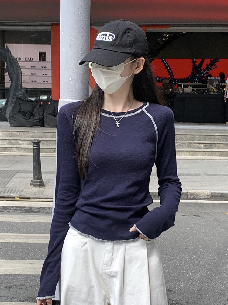 Y2K Aesthetic Long-Sleeve T-Shirt for Women, Jazz Top for Autumn & Winter Layering, K-Pop Music Festival Dance Outfit