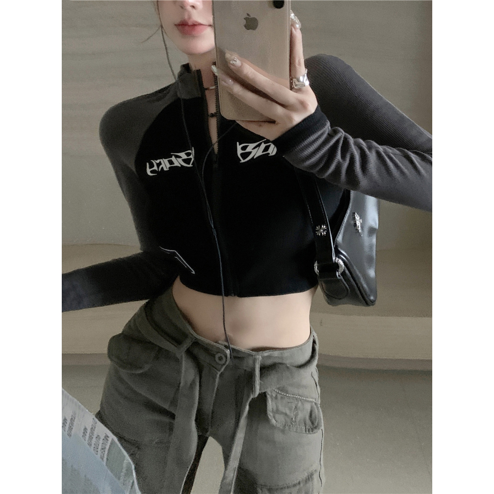 Y2K Aesthetic Women's Jazz Dance Top, Slim-Fit Short Sleeve Shirt for Early Autumn, European American Style