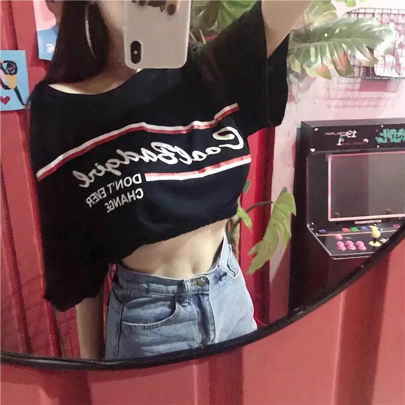 Y2K American-style K-pop Dance Cropped Top for Women - Sweet and Spicy Short Sleeve T-Shirt for Girl Group Outfits