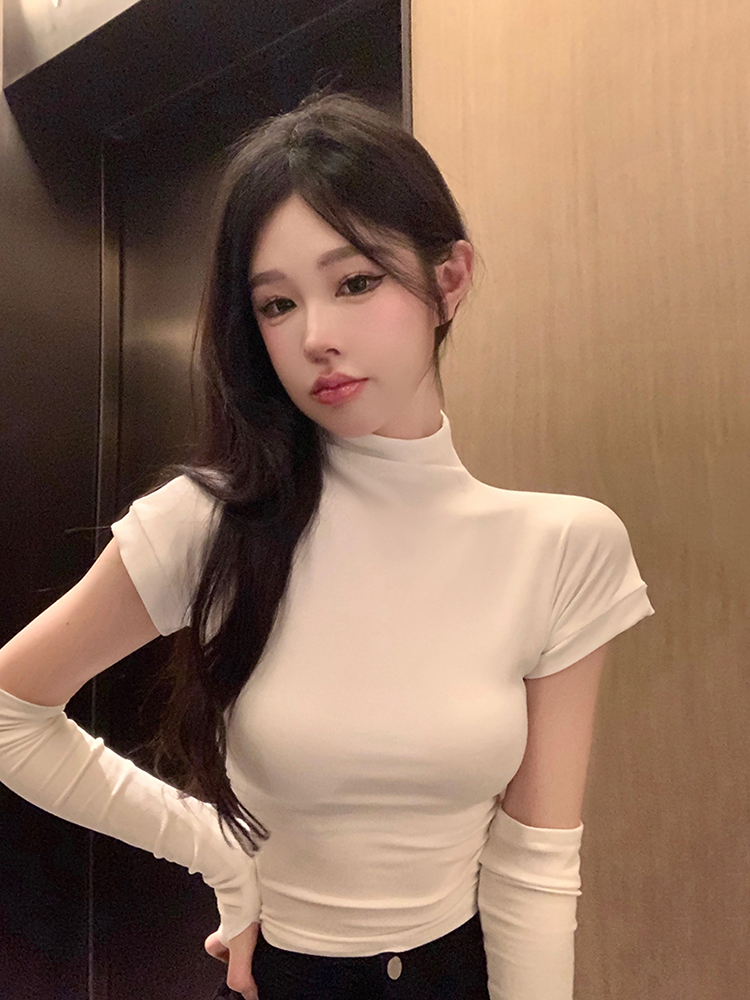 Y2K American-Style Sweet and Spicy Jazz Dance T-Shirt for K-Pop Girls – Performance Outfit with Unique Sleeve Design Y2K American-Style Sweet and Spicy Jazz Dance T-Shirt for K-Pop Girls – Performance Outfit with Unique Sleeve Design