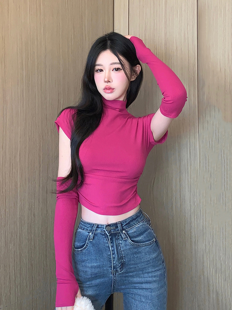 Y2K American-Style Sweet and Spicy Jazz Dance T-Shirt for K-Pop Girls – Performance Outfit with Unique Sleeve Design Y2K American-Style Sweet and Spicy Jazz Dance T-Shirt for K-Pop Girls – Performance Outfit with Unique Sleeve Design