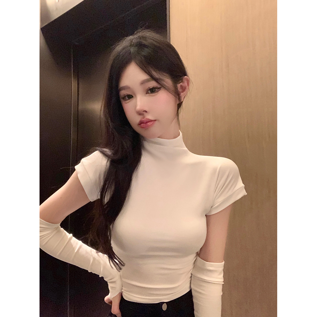 Y2K American-Style Sweet and Spicy Jazz Dance T-Shirt for K-Pop Girls – Performance Outfit with Unique Sleeve Design Y2K American-Style Sweet and Spicy Jazz Dance T-Shirt for K-Pop Girls – Performance Outfit with Unique Sleeve Design