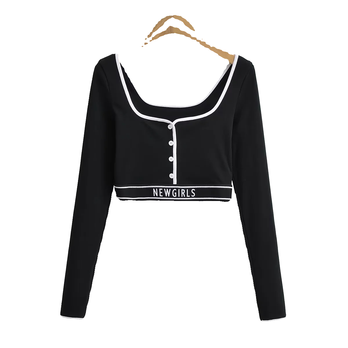 Y2K Cropped Button U-Neck T-Shirt for Women - Jazz Street Dance Lettered Design, Sexy Trendy Top Y2K Cropped Button U-Neck T-Shirt for Women - Jazz Street Dance Lettered Design, Sexy Trendy Top