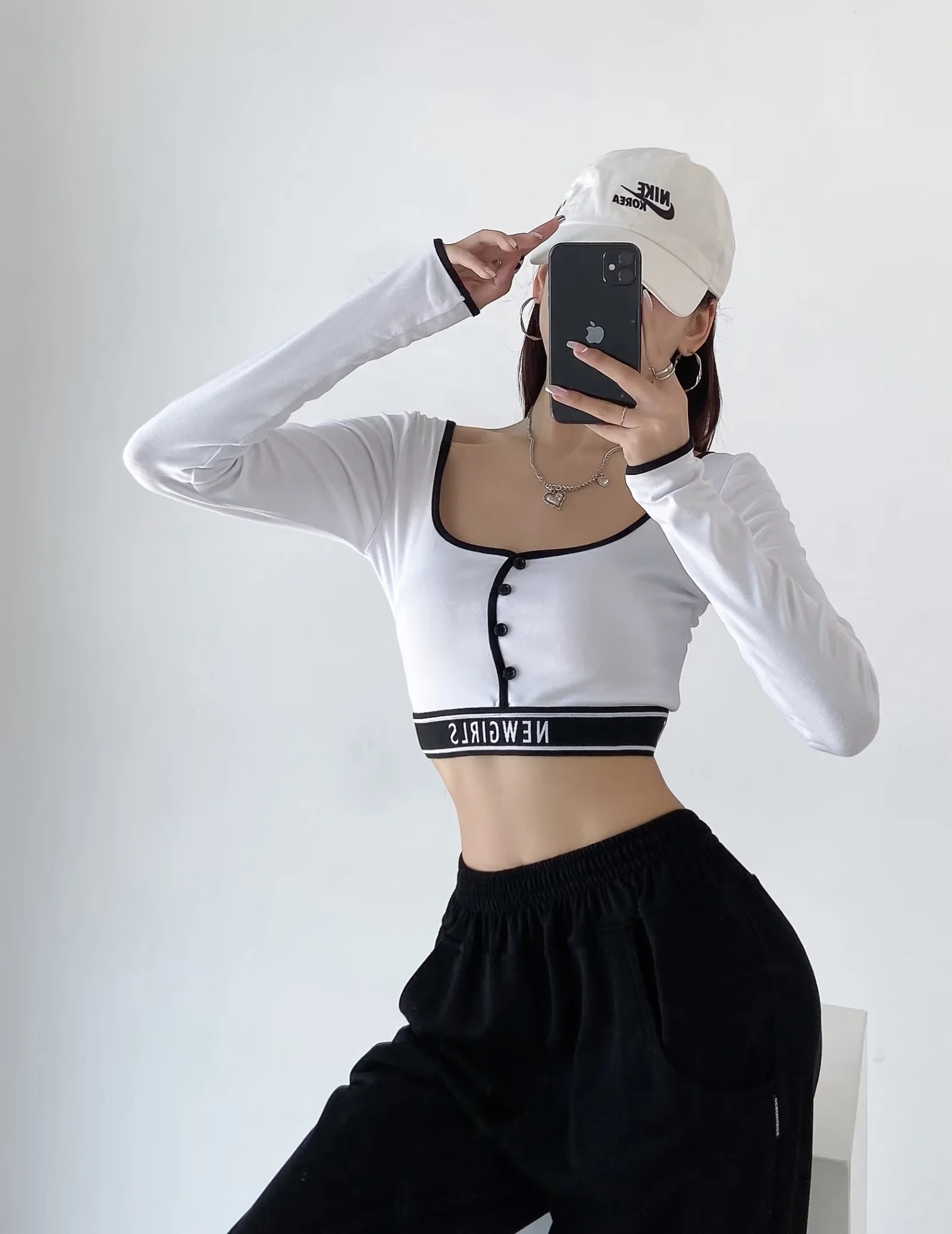 Y2K Cropped Button U-Neck T-Shirt for Women - Jazz Street Dance Lettered Design, Sexy Trendy Top Y2K Cropped Button U-Neck T-Shirt for Women - Jazz Street Dance Lettered Design, Sexy Trendy Top