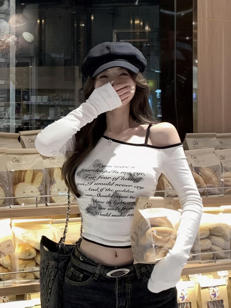 Y2K Cropped Long-Sleeve T-Shirt for Women, Kpop Jazz Dance Top, Girls' Performance Outfit, Autumn Music Festival Style Y2K Cropped Long-Sleeve T-Shirt for Women, Kpop Jazz Dance Top, Girls' Performance Outfit, Autumn Music Festival Style