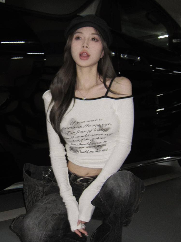 Y2K Cropped Long-Sleeve T-Shirt for Women, Kpop Jazz Dance Top, Girls' Performance Outfit, Autumn Music Festival Style Y2K Cropped Long-Sleeve T-Shirt for Women, Kpop Jazz Dance Top, Girls' Performance Outfit, Autumn Music Festival Style