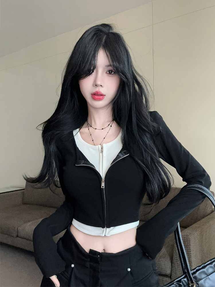 Y2K Faux Two-Piece Top for Women - Sweet & Spicy Autumn/Winter Wasteland Style Dance Festival Base Layer Y2K Faux Two-Piece Top for Women - Sweet & Spicy Autumn/Winter Wasteland Style Dance Festival Base Layer