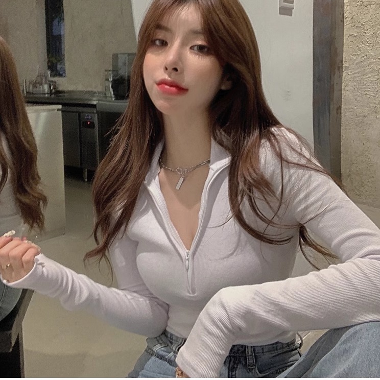 Y2K Half-Zip Long Sleeve T-Shirt for Women, Slim Fit Cool Spicy Top, European American Party Style, K-Pop Dance Fashion Y2K Half-Zip Long Sleeve T-Shirt for Women, Slim Fit Cool Spicy Top, European American Party Style, K-Pop Dance Fashion