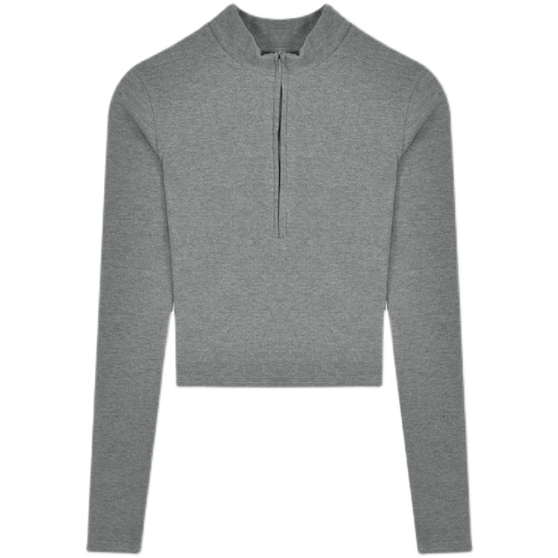 Y2K Half-Zip Long Sleeve T-Shirt for Women, Slim Fit Cool Spicy Top, European American Party Style, K-Pop Dance Fashion Y2K Half-Zip Long Sleeve T-Shirt for Women, Slim Fit Cool Spicy Top, European American Party Style, K-Pop Dance Fashion