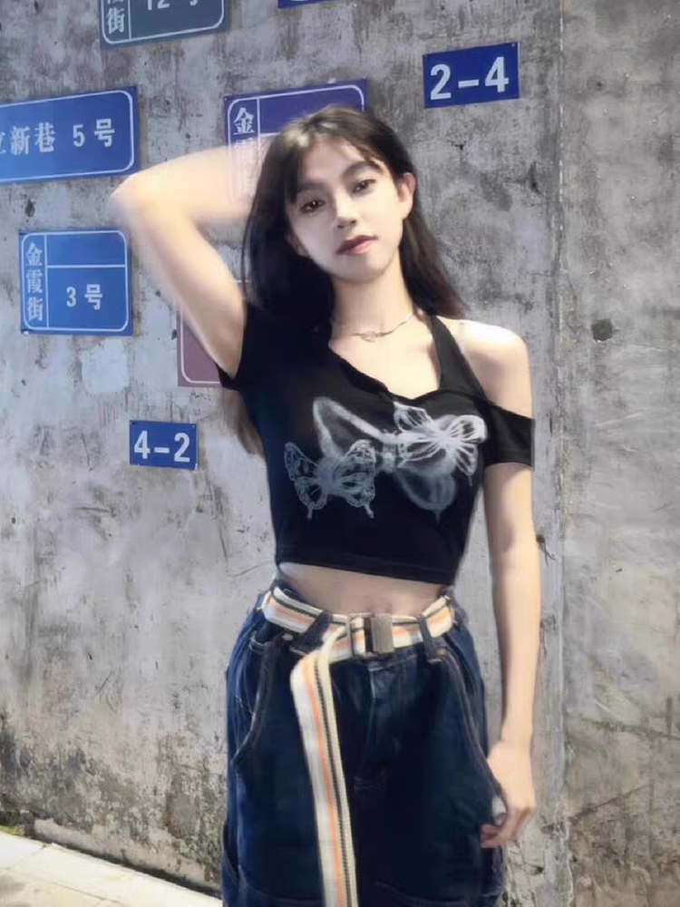 Y2K Halter Neck Short Sleeve Jazz Dance Top for Women, K-Pop Performance Outfit, American Style Y2K Halter Neck Short Sleeve Jazz Dance Top for Women, K-Pop Performance Outfit, American Style