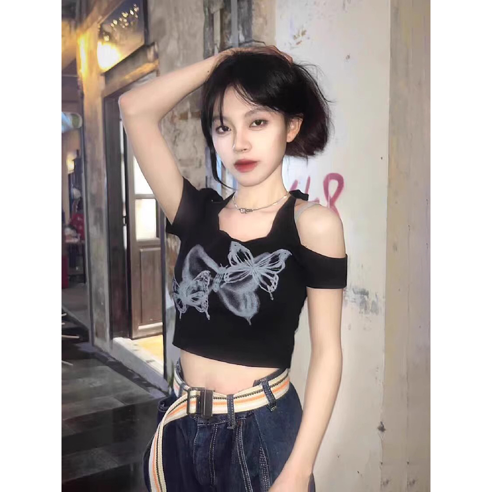 Y2K Halter Neck Short Sleeve Jazz Dance Top for Women, K-Pop Performance Outfit, American Style