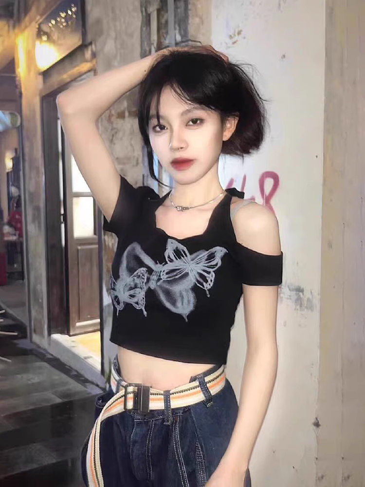 Y2K Halter Neck Short Sleeve Jazz Dance Top for Women, K-Pop Performance Outfit, American Style