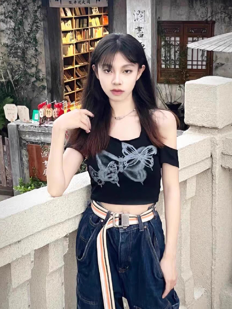 Y2K Halter Neck Short Sleeve Jazz Dance Top for Women, K-Pop Performance Outfit, American Style Y2K Halter Neck Short Sleeve Jazz Dance Top for Women, K-Pop Performance Outfit, American Style