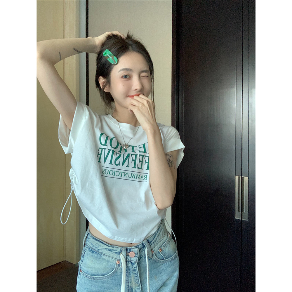 Y2K Hip-Hop Jazz Dance Short-Sleeve T-Shirt for Girls - American-Style Wasteland Performance Top Y2K Hip-Hop Jazz Dance Short-Sleeve T-Shirt for Girls - American-Style Wasteland Performance Top