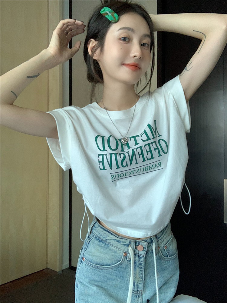 Y2K Hip-Hop Jazz Dance Short-Sleeve T-Shirt for Girls - American-Style Wasteland Performance Top Y2K Hip-Hop Jazz Dance Short-Sleeve T-Shirt for Girls - American-Style Wasteland Performance Top