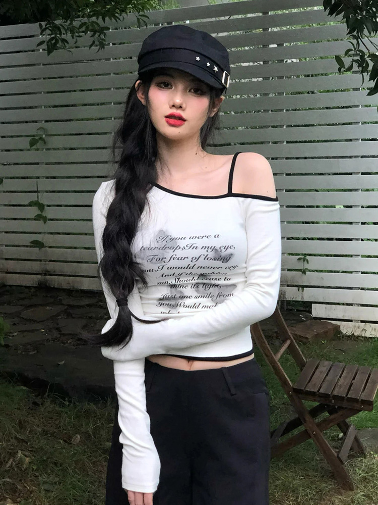 Y2K Hip-Hop Jazz Dance Top for Women, Slim Fit Long Sleeve T-Shirt, K-Pop Music Festival Outfit, Trendy Streetwear Style Y2K Hip-Hop Jazz Dance Top for Women, Slim Fit Long Sleeve T-Shirt, K-Pop Music Festival Outfit, Trendy Streetwear Style