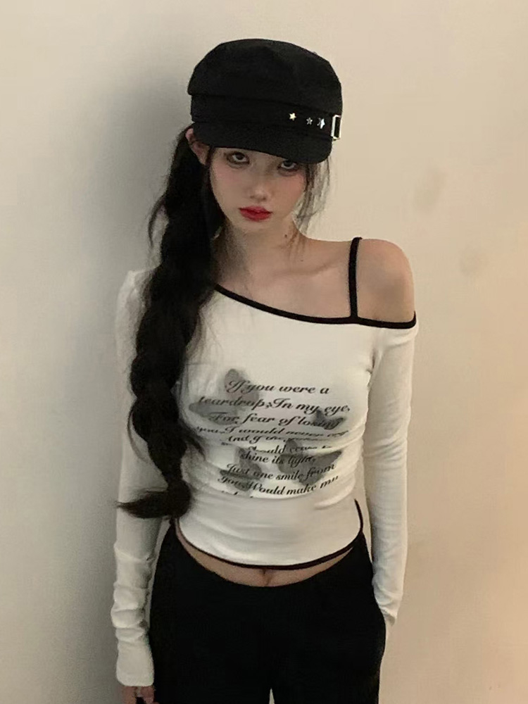 Y2K Hip-Hop Jazz Dance Top for Women, Slim Fit Long Sleeve T-Shirt, K-Pop Music Festival Outfit, Trendy Streetwear Style Y2K Hip-Hop Jazz Dance Top for Women, Slim Fit Long Sleeve T-Shirt, K-Pop Music Festival Outfit, Trendy Streetwear Style