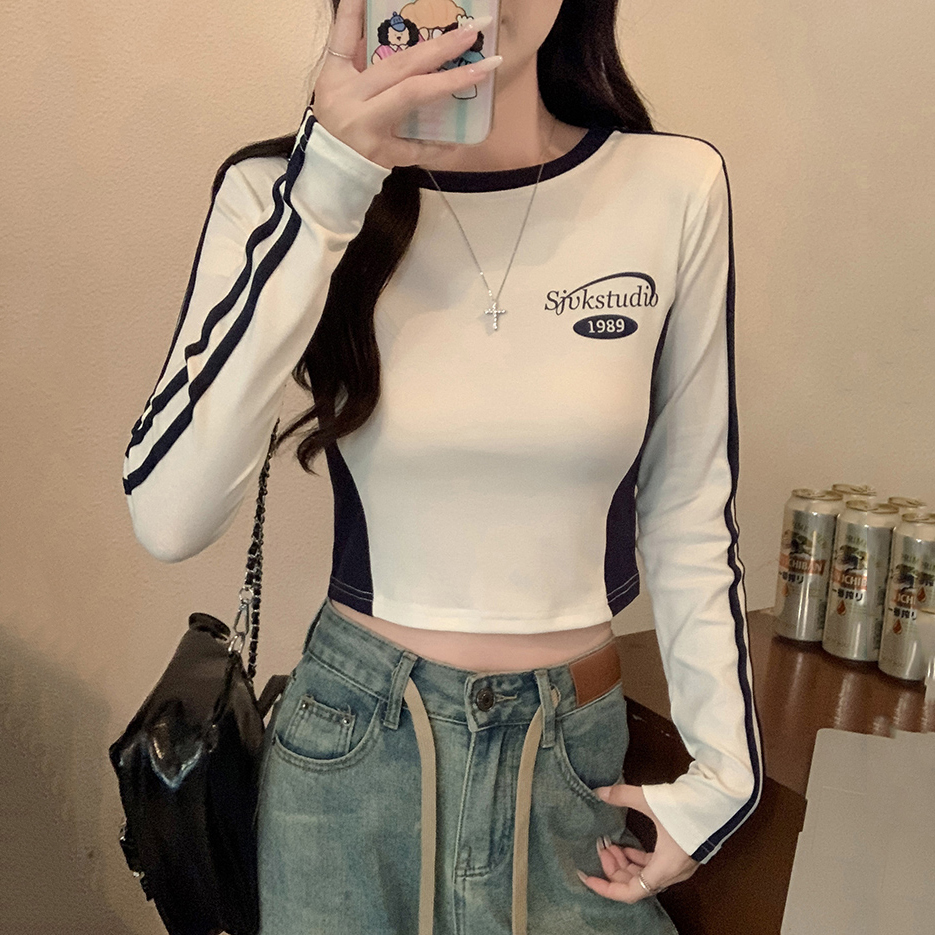 Y2K Jazz Dance Long Sleeve Top for Women - Unique Fitted T-Shirt for Spring & Autumn Fashion