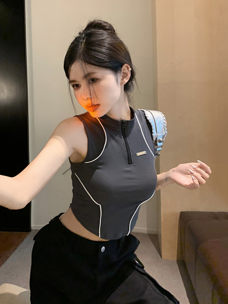 Y2K Jazz Dance Outfit for Women - Sweet and Spicy Fitted Short Top Vest for Group Performances Y2K Jazz Dance Outfit for Women - Sweet and Spicy Fitted Short Top Vest for Group Performances