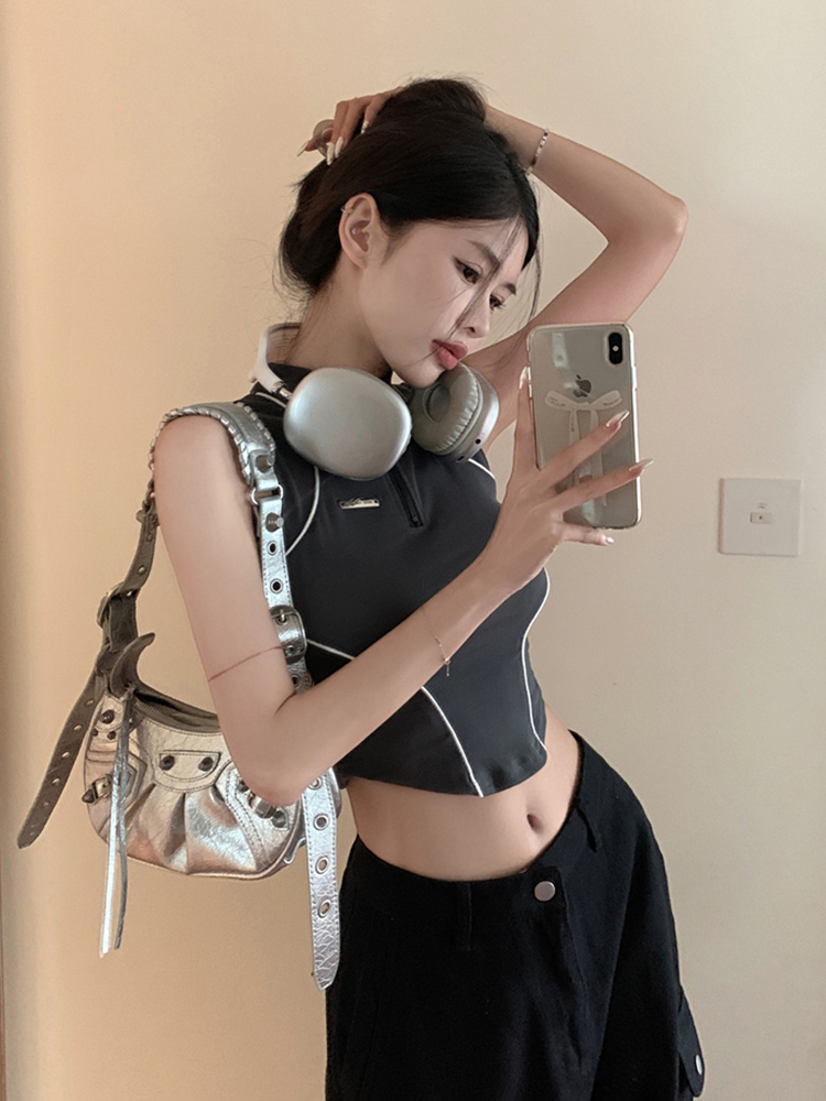 Y2K Jazz Dance Outfit for Women - Sweet and Spicy Fitted Short Top Vest for Group Performances Y2K Jazz Dance Outfit for Women - Sweet and Spicy Fitted Short Top Vest for Group Performances