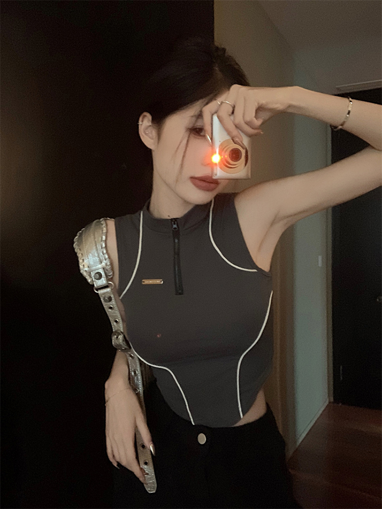 Y2K Jazz Dance Outfit for Women - Sweet and Spicy Fitted Short Top Vest for Group Performances Y2K Jazz Dance Outfit for Women - Sweet and Spicy Fitted Short Top Vest for Group Performances