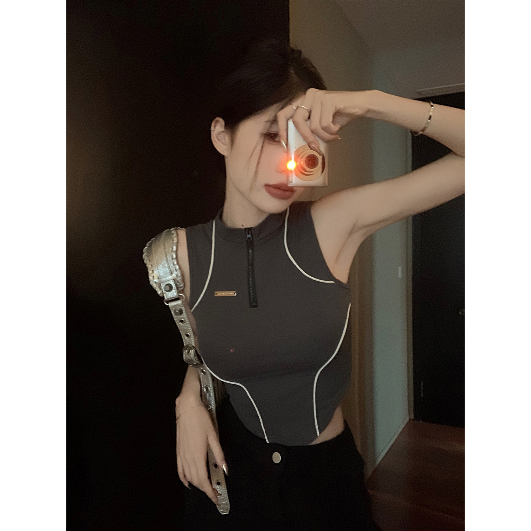 Y2K Jazz Dance Outfit for Women - Sweet and Spicy Fitted Short Top Vest for Group Performances