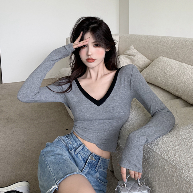 Y2K Jazz Dance T-Shirt for Women - Sweet and Spicy Slim Fit K-Pop Performance Top for Autumn/Winter