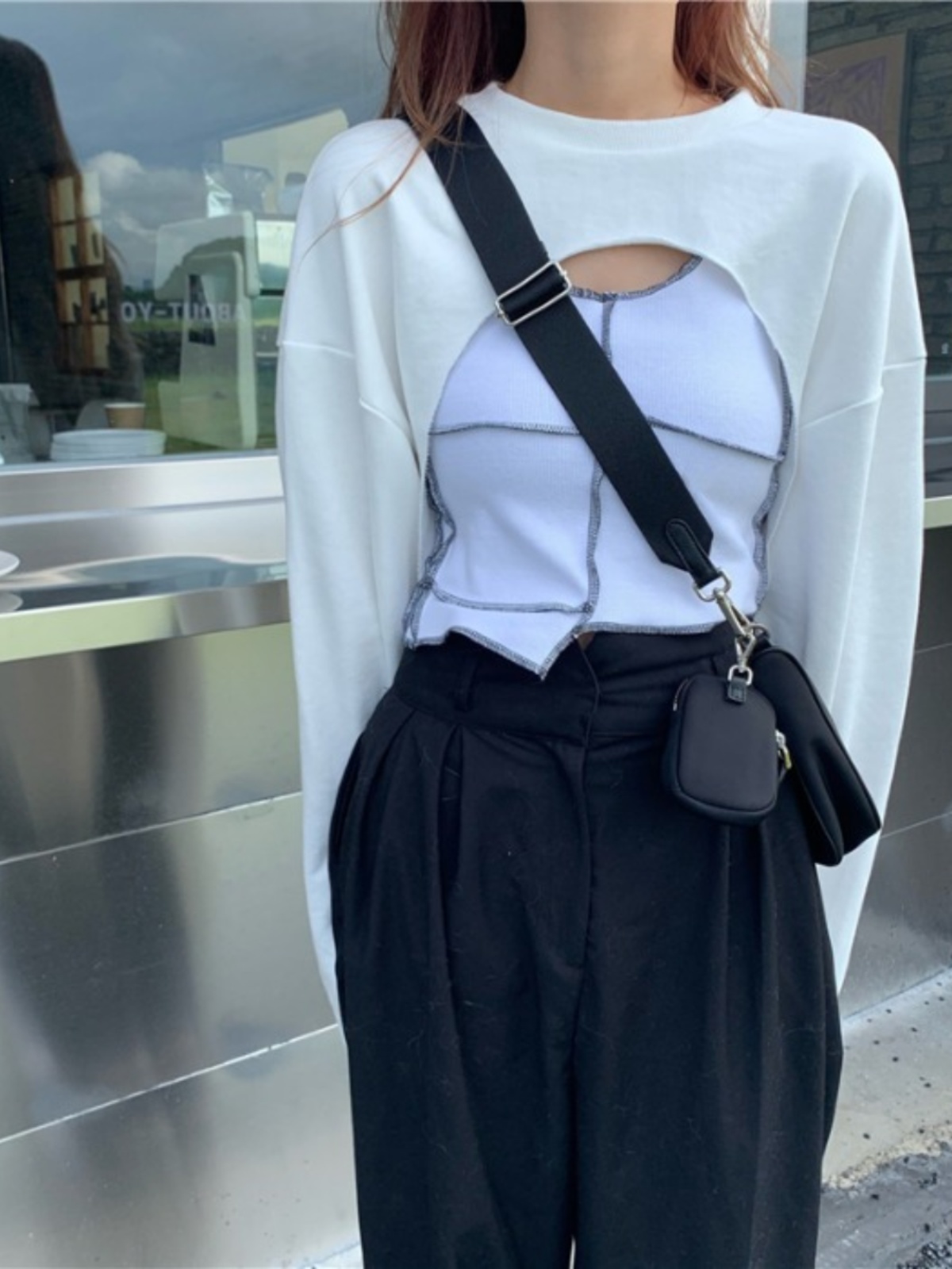 Y2K Jazz Dance Top - Layered Short Cropped Streetwear Chic, Hong Kong Style Trend with Niche Design