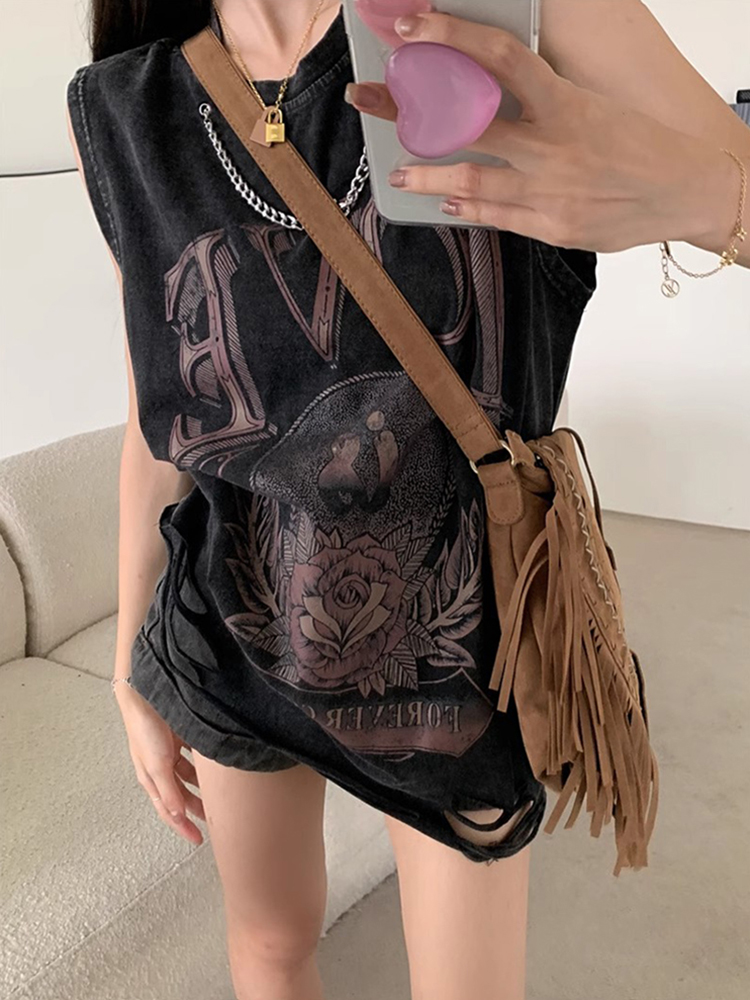 Y2K Jazz Dance Top for Women - Loose-Fitting T-Shirt Vest for K-Pop Music Festivals - Sweet and Spicy European American Style Y2K Jazz Dance Top for Women - Loose-Fitting T-Shirt Vest for K-Pop Music Festivals - Sweet and Spicy European American Style