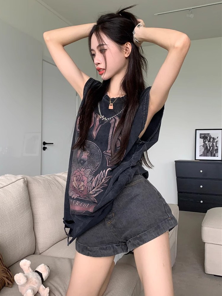Y2K Jazz Dance Top for Women - Loose-Fitting T-Shirt Vest for K-Pop Music Festivals - Sweet and Spicy European American Style Y2K Jazz Dance Top for Women - Loose-Fitting T-Shirt Vest for K-Pop Music Festivals - Sweet and Spicy European American Style