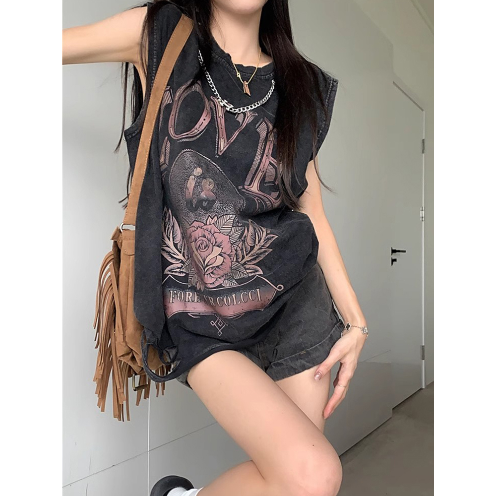 Y2K Jazz Dance Top for Women - Loose-Fitting T-Shirt Vest for K-Pop Music Festivals - Sweet and Spicy European American Style