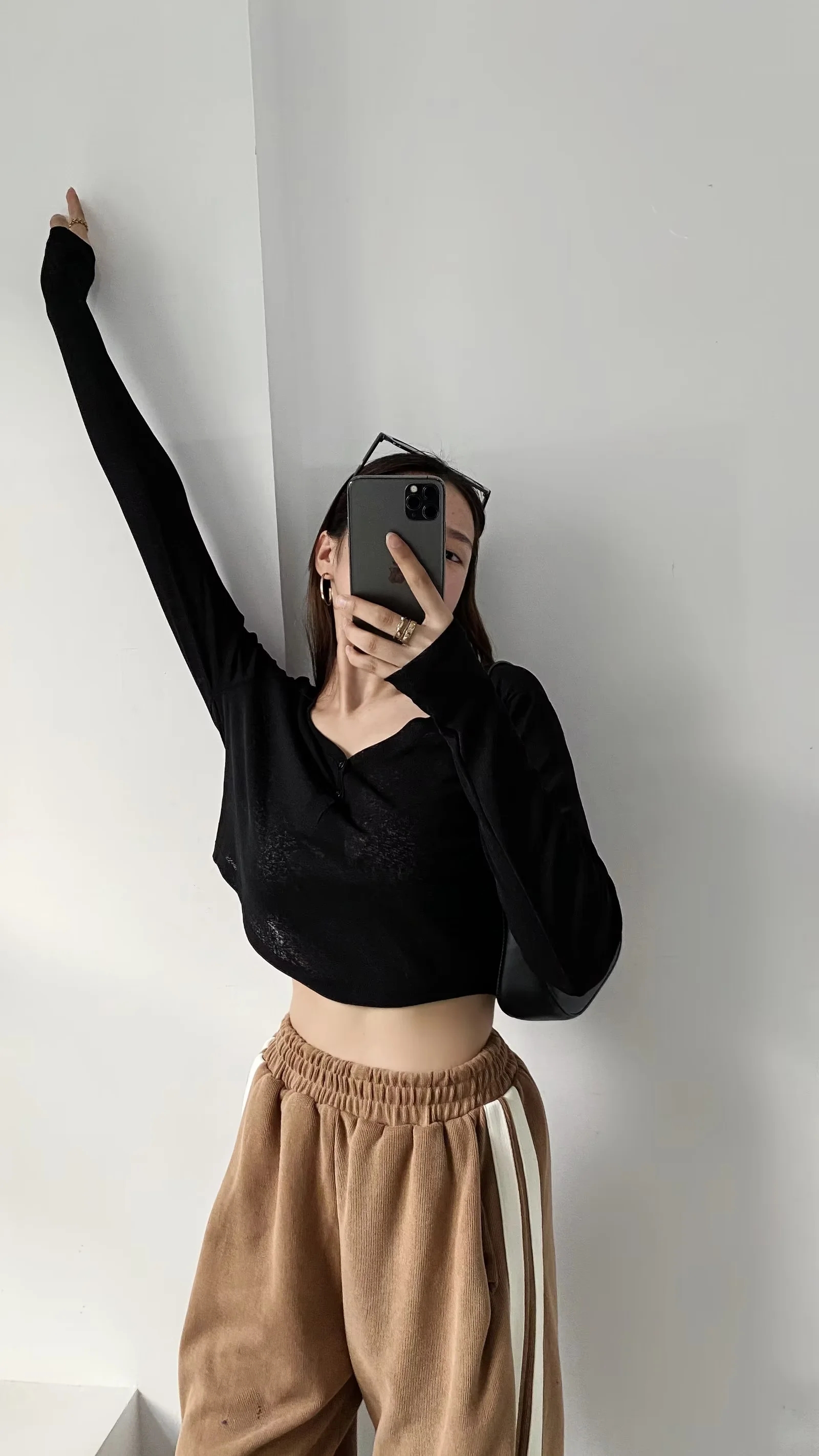 Y2K Jazz Style Long Sleeve T-Shirt for Women, Loose Curved Hem Sun Protection Dance Top Y2K Jazz Style Long Sleeve T-Shirt for Women, Loose Curved Hem Sun Protection Dance Top