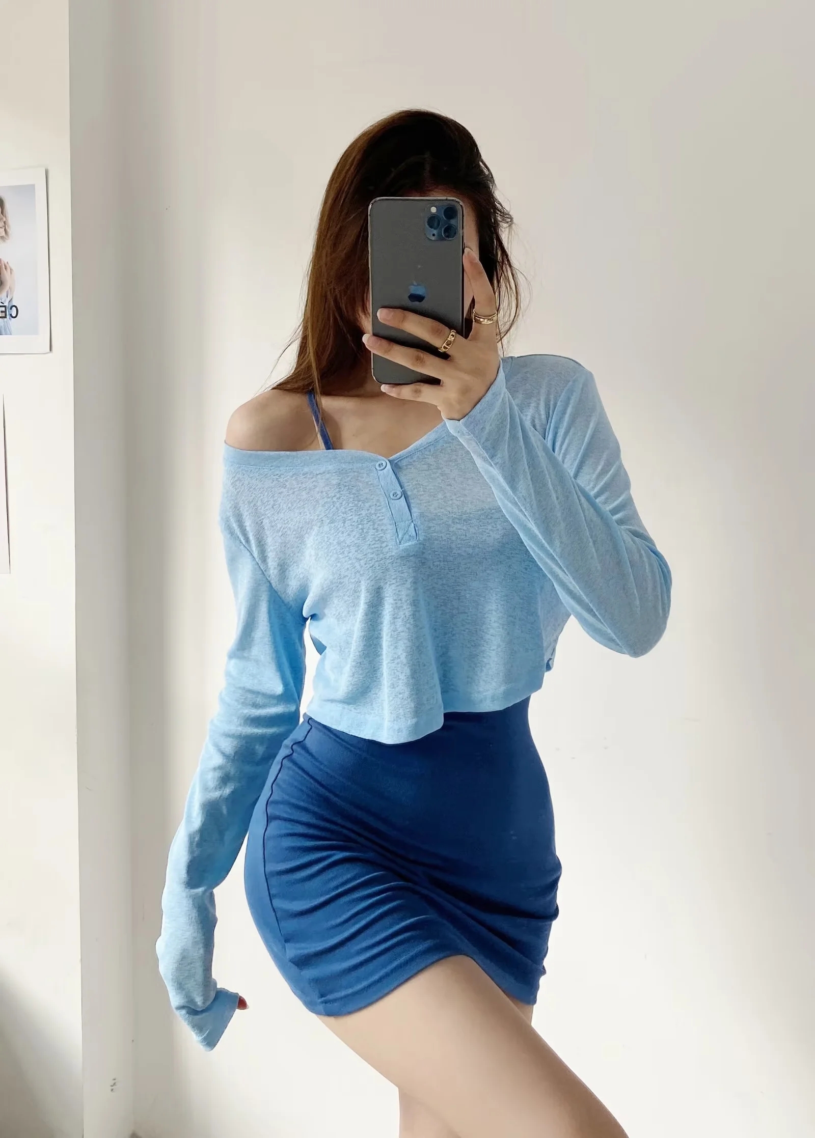 Y2K Jazz Style Long Sleeve T-Shirt for Women, Loose Curved Hem Sun Protection Dance Top