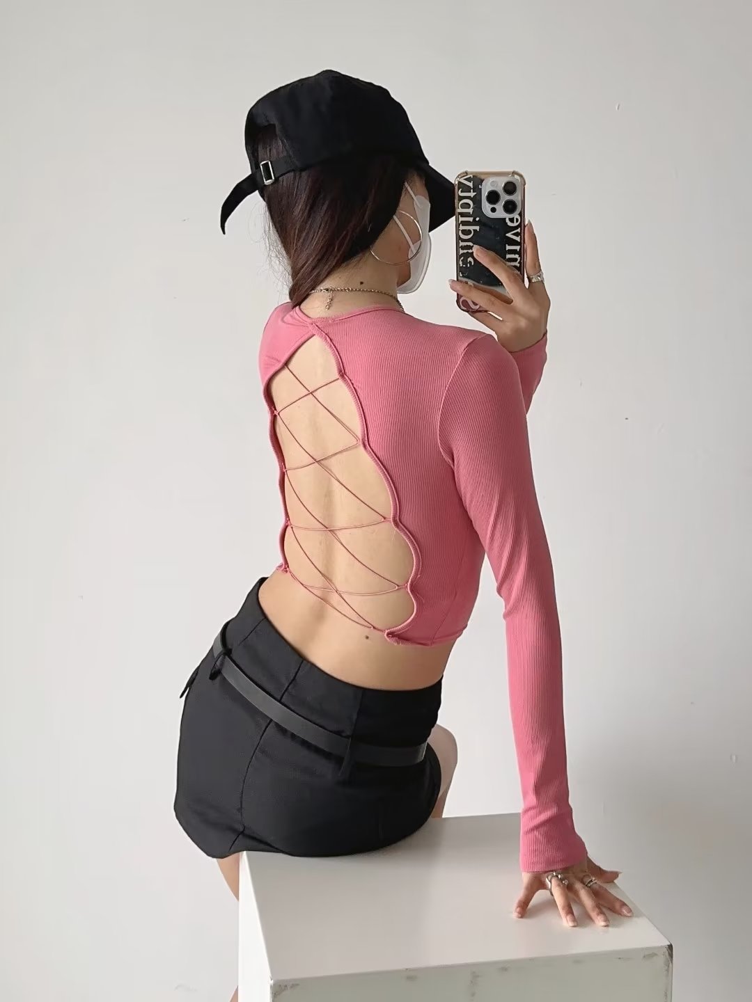 Y2K Jazz Top for Women - K-Pop Hollow Back Lace-Up Sexy Backless Crop T-Shirt