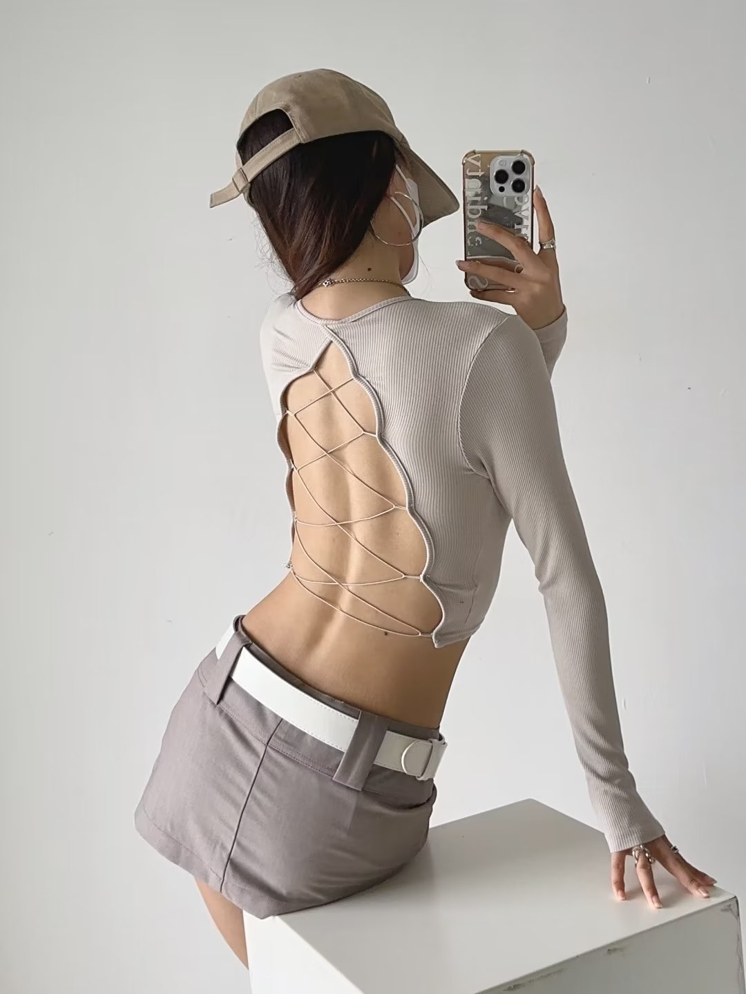 Y2K Jazz Top for Women - K-Pop Hollow Back Lace-Up Sexy Backless Crop T-Shirt Y2K Jazz Top for Women - K-Pop Hollow Back Lace-Up Sexy Backless Crop T-Shirt