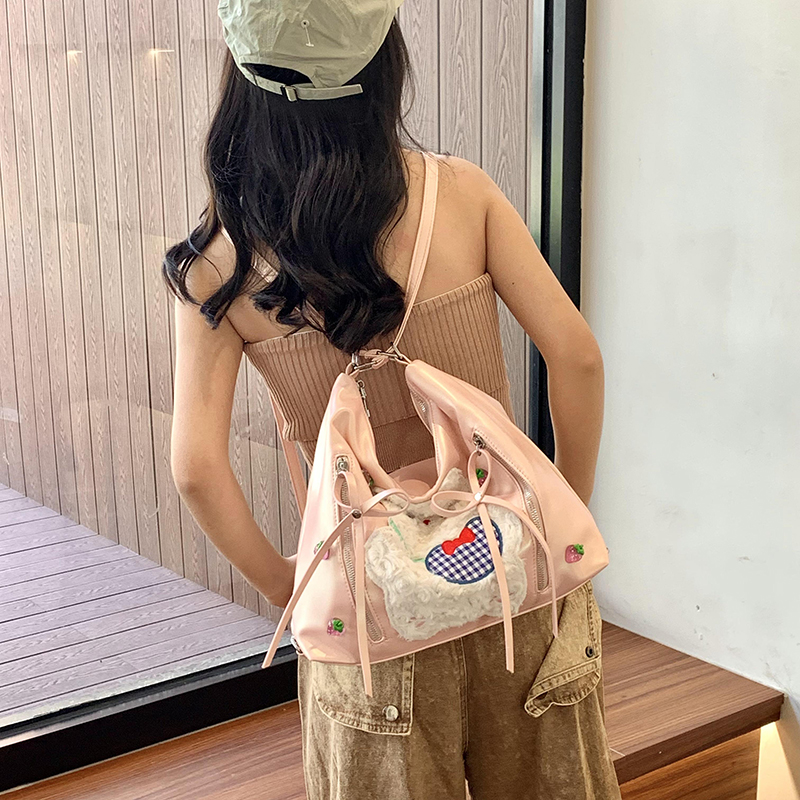 Y2K Large Capacity Women's Backpack - Spicy Girl Shoulder Tote with Rabbit Design for Students and Everyday Use Y2K Large Capacity Women's Backpack - Spicy Girl Shoulder Tote with Rabbit Design for Students and Everyday Use