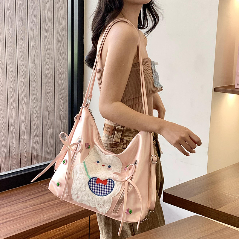 Y2K Large Capacity Women's Backpack - Spicy Girl Shoulder Tote with Rabbit Design for Students and Everyday Use Y2K Large Capacity Women's Backpack - Spicy Girl Shoulder Tote with Rabbit Design for Students and Everyday Use