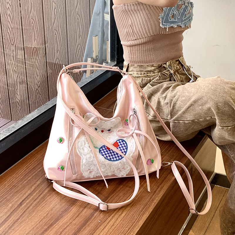 Y2K Large Capacity Women's Backpack - Spicy Girl Shoulder Tote with Rabbit Design for Students and Everyday Use Y2K Large Capacity Women's Backpack - Spicy Girl Shoulder Tote with Rabbit Design for Students and Everyday Use