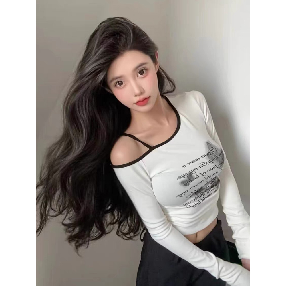 Y2K Long Sleeve Crop Top for Women, Sweet and Spicy K-Pop Jazz Dance T-Shirt, Trendy Casual Fashion