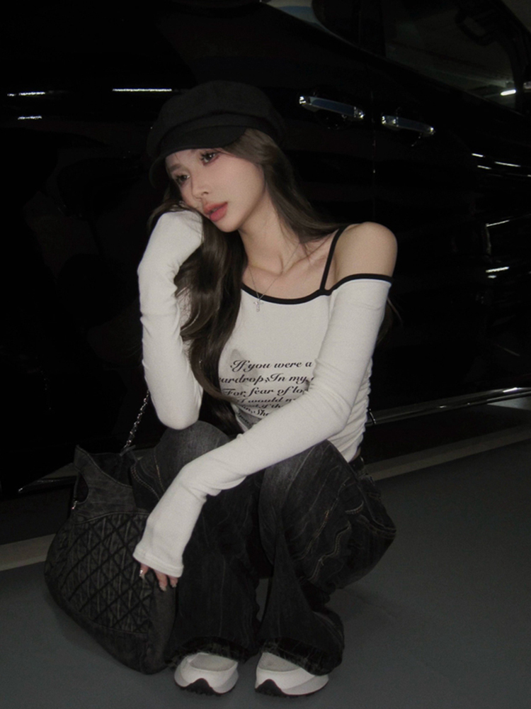 Y2K Long Sleeve Crop Top for Women, Sweet and Spicy K-Pop Jazz Dance T-Shirt, Trendy Casual Fashion Y2K Long Sleeve Crop Top for Women, Sweet and Spicy K-Pop Jazz Dance T-Shirt, Trendy Casual Fashion